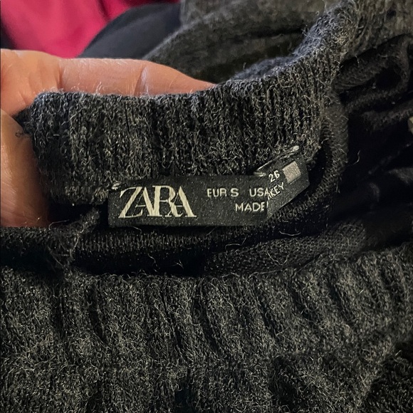 Zara Elegant Gray knit Women's Wide-Leg high waist Pants- new - Picture 8 of 12